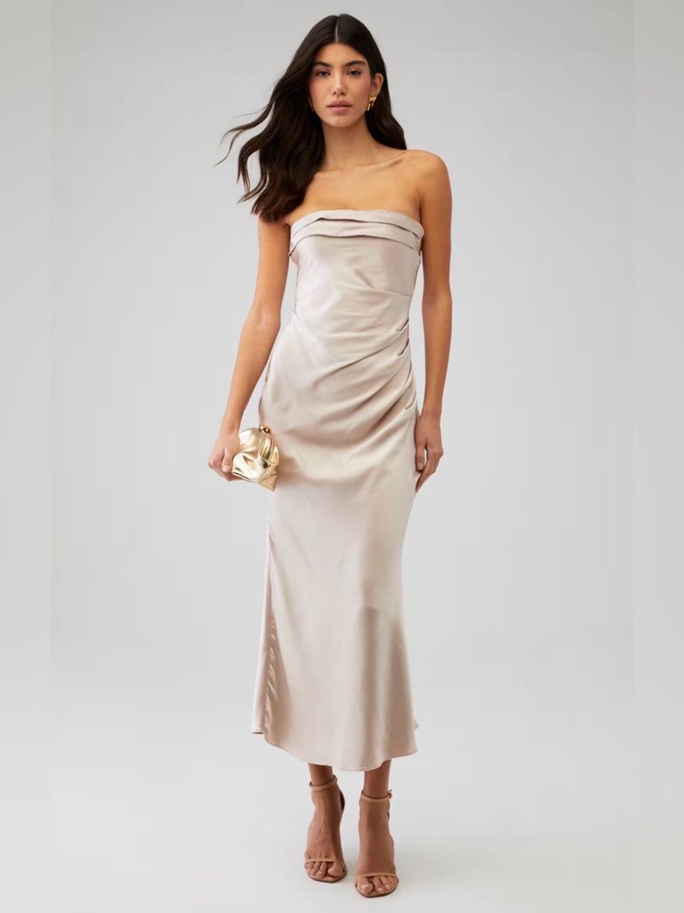 ELLIATT Women's Hollywood Midi Dress in Champagne Size Small